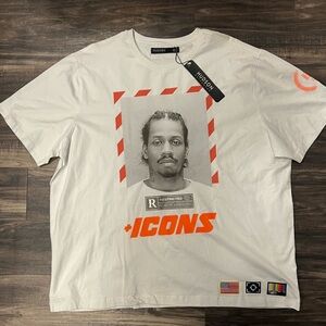 4Xl Men’s Allen Iverson White Graphic T-Shirt with Orange Accents new with tags